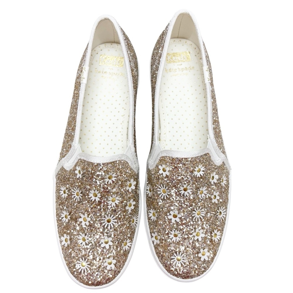 NWOT Kate Spade x Keds Triple Decker Sneakers Size 8 Sparkle 3-D Daisies - Picture 5 of 9